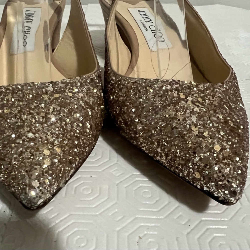 Jimmy Choo Gemma 40 Glitter Slingback pump. - Picture 8 of 12